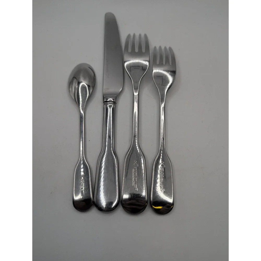 4pc Studio William Fiddle Stainless Flatware Knife Dinner Salad Fork Tea Spoon